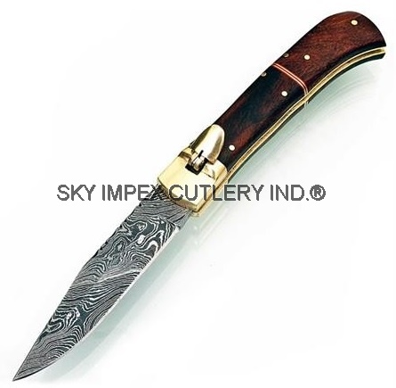 Damascus Automatic Pocket Knife